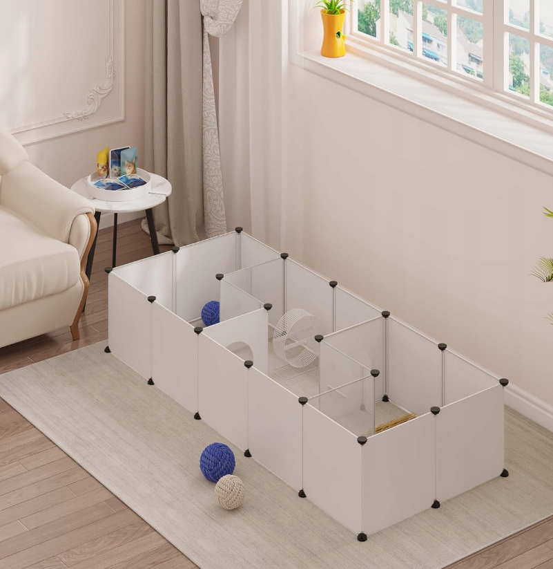 Cage de jeu pliable Woltu pour petits animaux - Blanc - 175 x 75 x 35 cm