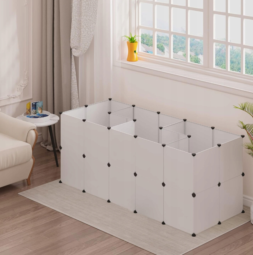 Cage de jeu pliable Woltu pour petits animaux - Blanc - 175 x 75 x 35 cm