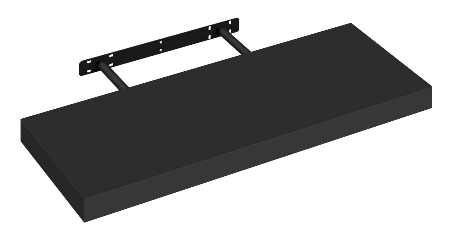 Esituro Étagère murale suspendue noire 80 x 23 x 3,8 cm - Étagère flottante moderne