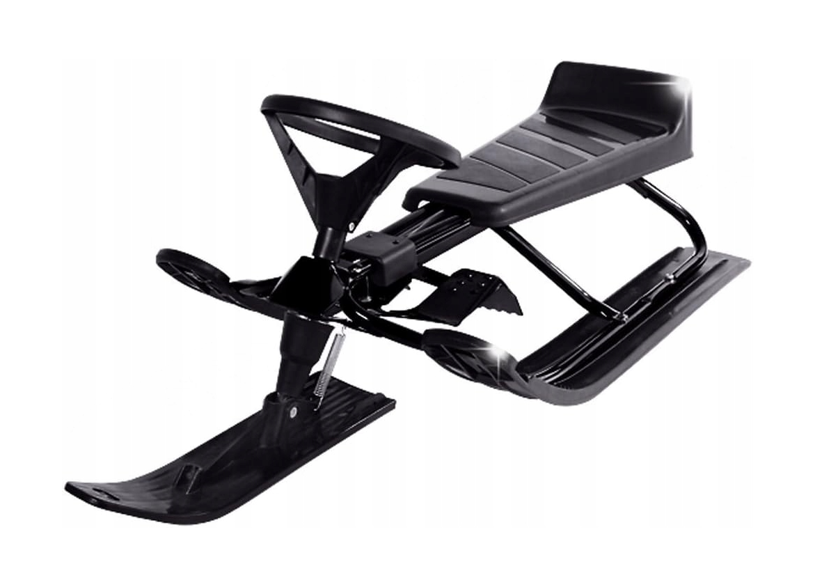 Luge enfant Woltu avec guidon et frein - 119x38x50.5 cm - noir - châssis métal jusqu'à 90 kg
