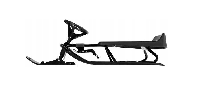 Luge enfant Woltu avec guidon et frein - 119x38x50.5 cm - noir - châssis métal jusqu'à 90 kg