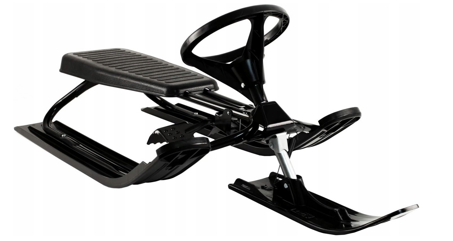 Luge enfant Woltu avec guidon et frein - 119x38x50.5 cm - noir - châssis métal jusqu'à 90 kg