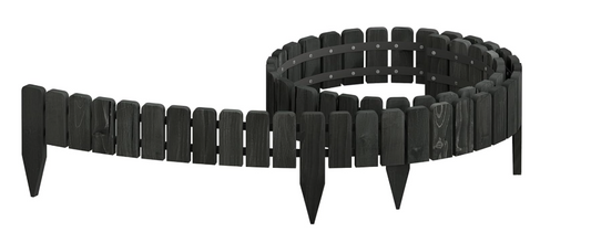 Woltu Flexible Wood Lawn Edging - 203 x 10 cm - Anthracite - Rustic Garden Fence