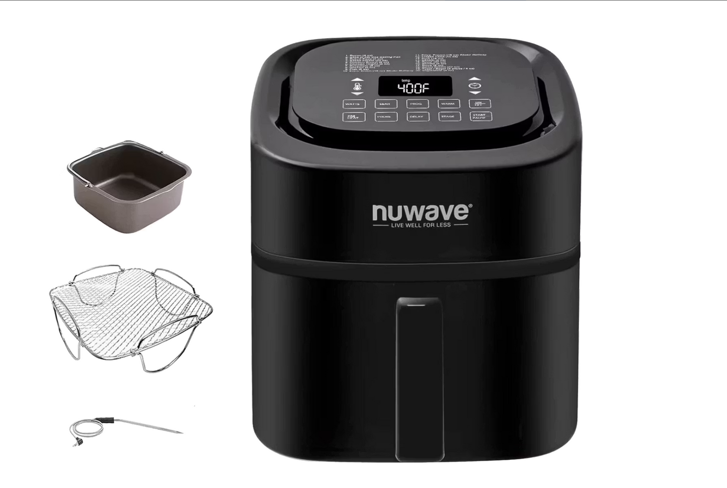 Nuwave Brio Digital Hot Air Fryer 6L - 26.6 x 26.6 x 33 cm - Puissante friteuse à air 1800W avec fonction Grill