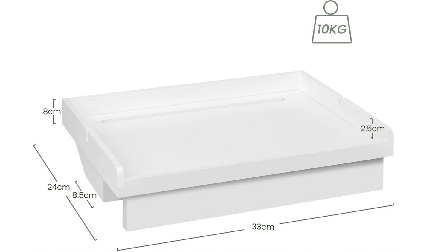 Table de nuit Voltu avec guide-câbles et support pour téléphone - Blanc - 33x8x25 cm