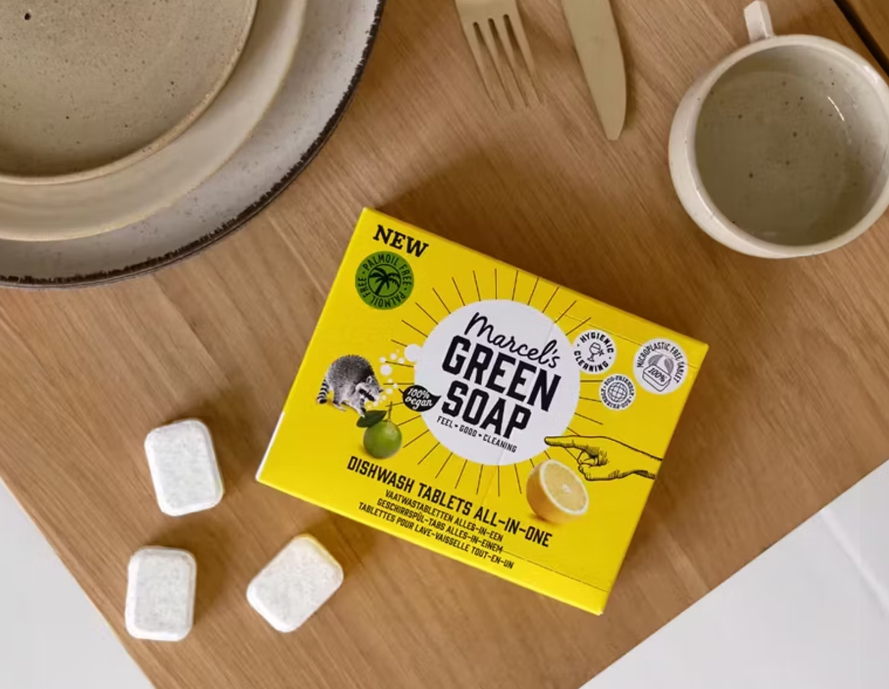 savon vert de marcel tablettes lave-vaisselle pamplemousse et citron vert - 25 pièces - 8 paquets