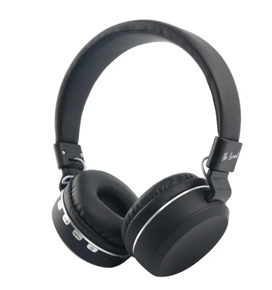 The Trend Écouteurs sans fil Bluetooth noirs - Bluetooth 5.0 - Radio FM et Micro SD - AUX - Portée de 10 m