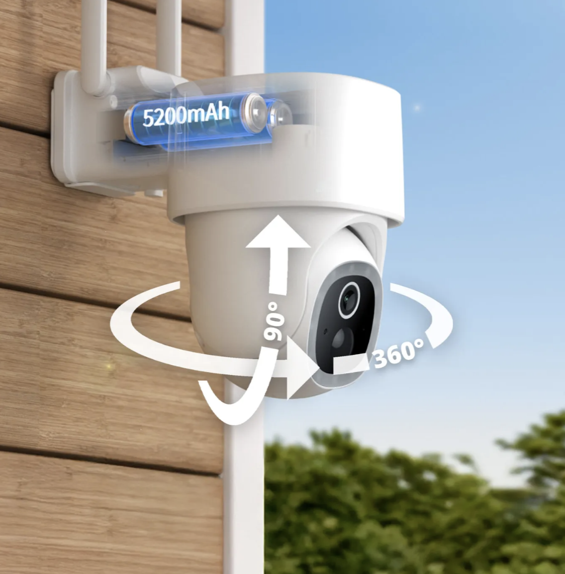 FlinQ Smart Dome Guard Security Camera White 16.3 x 9.9 x 13.8 cm - Caméra extérieure solaire 2K sans fil avec vision nocturne et contrôle par application