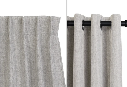 Outspot Luxury Woven Blackout Curtain with Hooks and Rings - Beige - 150 x 260 cm