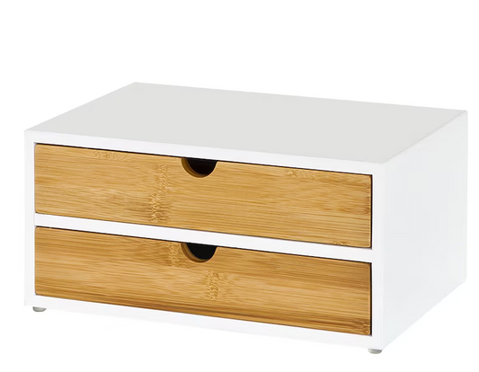 SoBuy Tiroir de rangement à 2 étages pour capsules de café - Organisateur de sachets de café et de thé - 30 x 20 x 14 cm - Blanc