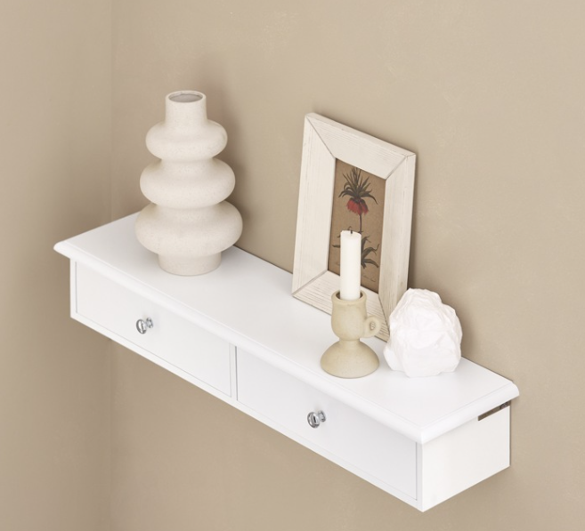 SoBuy Armoire murale - 2 tiroirs - 64 x 15 x 10 cm - Blanc