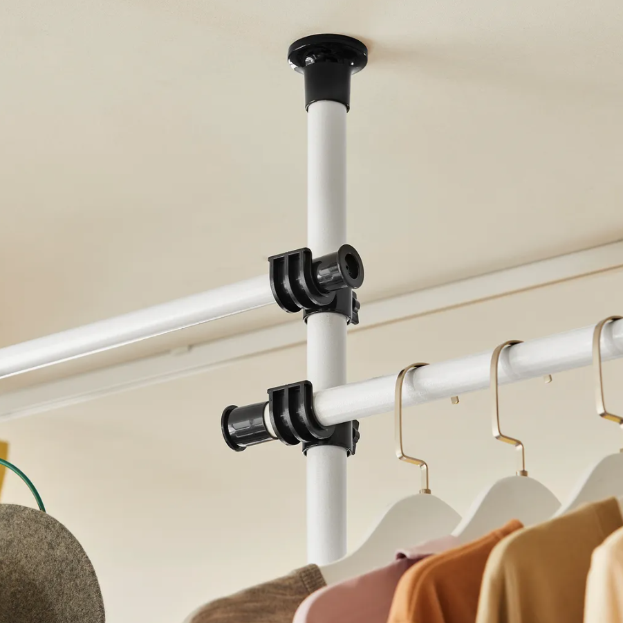 SoBuy - Portemanteau - 4 barres à linge - réglable - 124-226 x 285 cm - blanc