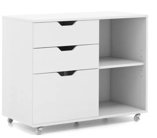 COAST Armoire à archives mobile avec 3 tiroirs coulissants - Jusqu'à 130 kg - Réglable - 81 x 40 x 66 cm - Blanc