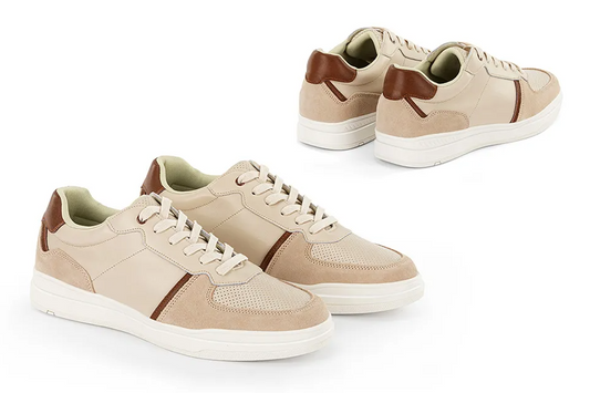 Milanoro Baskets élégantes en cuir pour hommes - Taille 44 - beige
