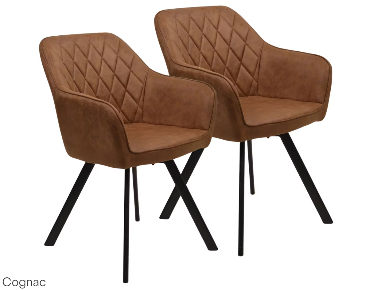 Furniture31 Brione Chaises de salle à manger pivotantes - 2 pièces - Couleur Cognac