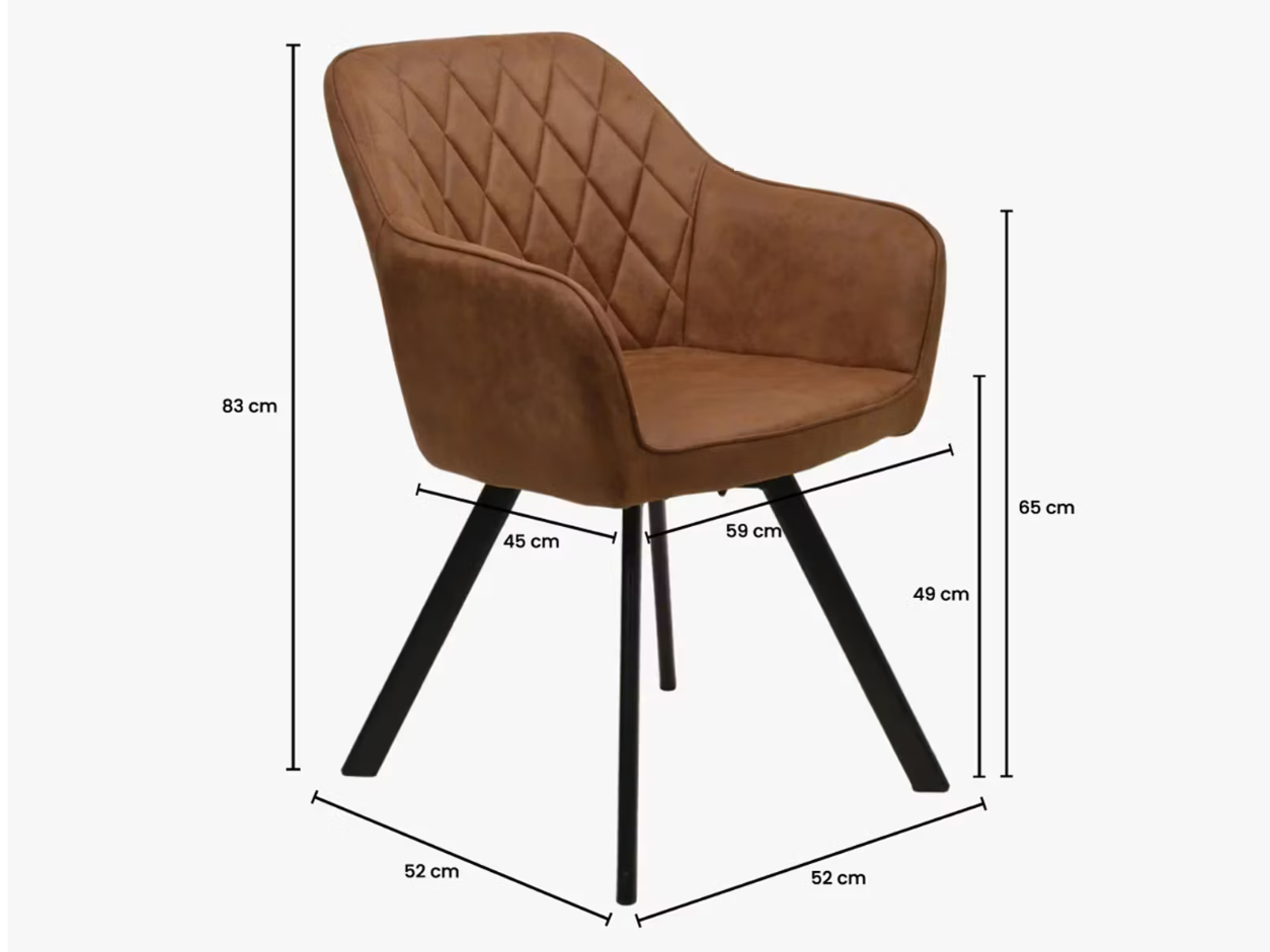 Furniture31 Brione Chaises de salle à manger pivotantes - 2 pièces - Couleur Cognac