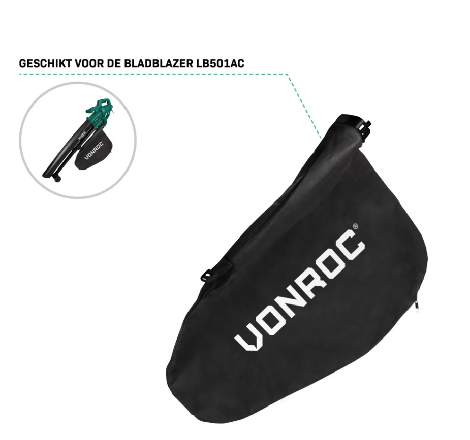 Sac de ramassage Vonroc - pour souffleur de feuilles 3300W - LB501AC | 40L - Noir
