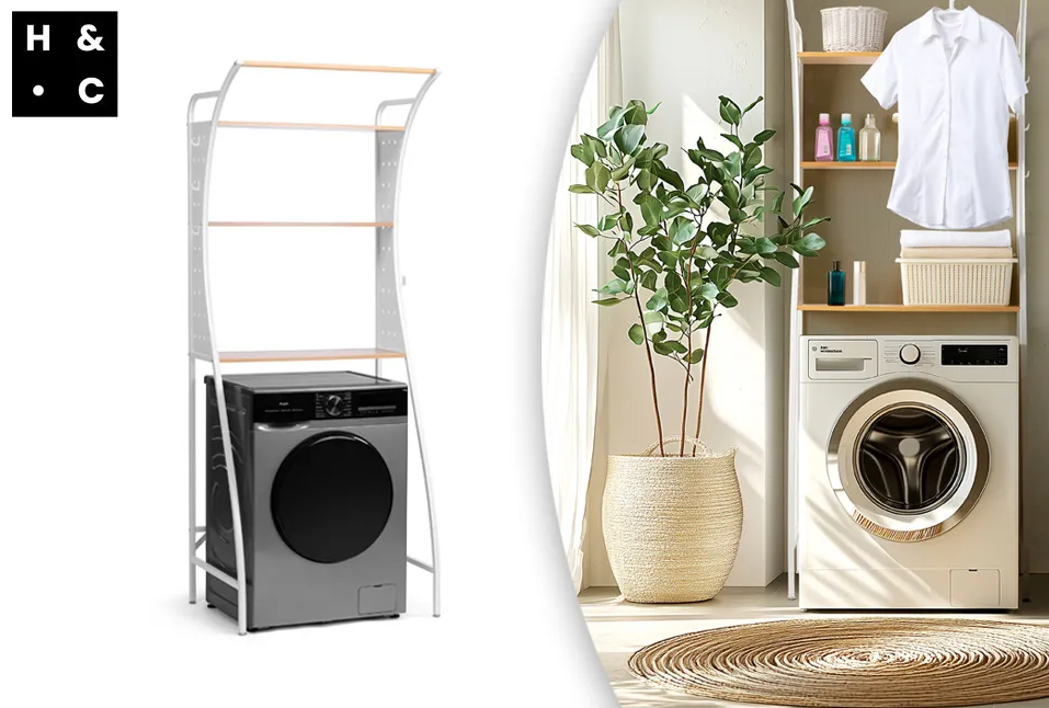 Home & Comfort - Armoire de conversion peu encombrante pour lave-linge avec 3 étagères