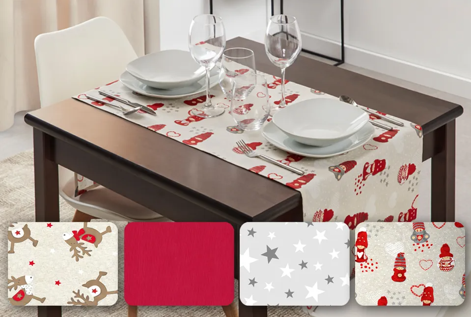 Dekor Chemin de table festif avec motifs de Noël - Gris