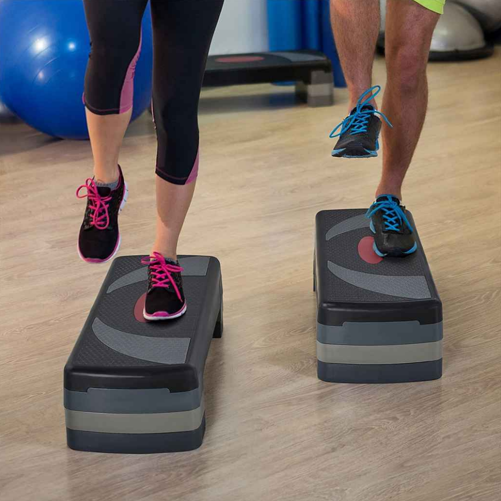 Yaheetech Adjustable Step-Up - 79.5 x 30 x 10.5-20 cm - Noir avec gris - Stepper de fitness avec 3 hauteurs
