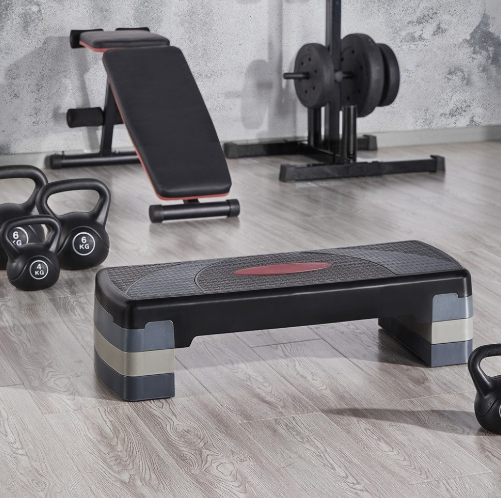 Yaheetech Adjustable Step-Up - 79.5 x 30 x 10.5-20 cm - Noir avec gris - Stepper de fitness avec 3 hauteurs