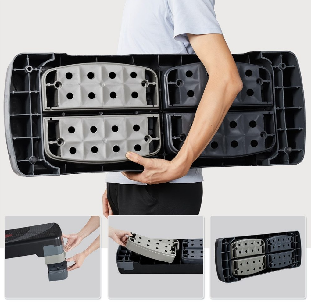 Yaheetech Adjustable Step-Up - 79.5 x 30 x 10.5-20 cm - Noir avec gris - Stepper de fitness avec 3 hauteurs