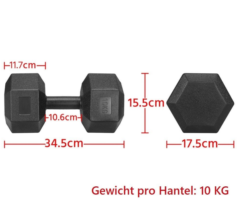 Yaheetech Jeu d'haltères 20 kg - 2x 10 kg - Noir - 34.5 x 17.5 x 15.5 cm