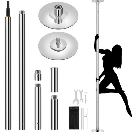 Yaheetech Pole Dance Rod - 225-274.5 cm réglable - 45 mm diamètre - argent