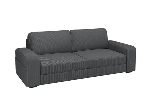 Yaheetech Canapé - velours côtelé - accoudoir large - 83,5 x 212 x 81,5 cm - gris foncé