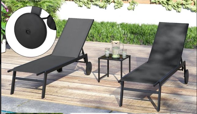 Ensemble de jardin Coast Lounger - Dossier réglable - Table d'appoint incluse - Résistant aux intempéries - Pliable - Gris