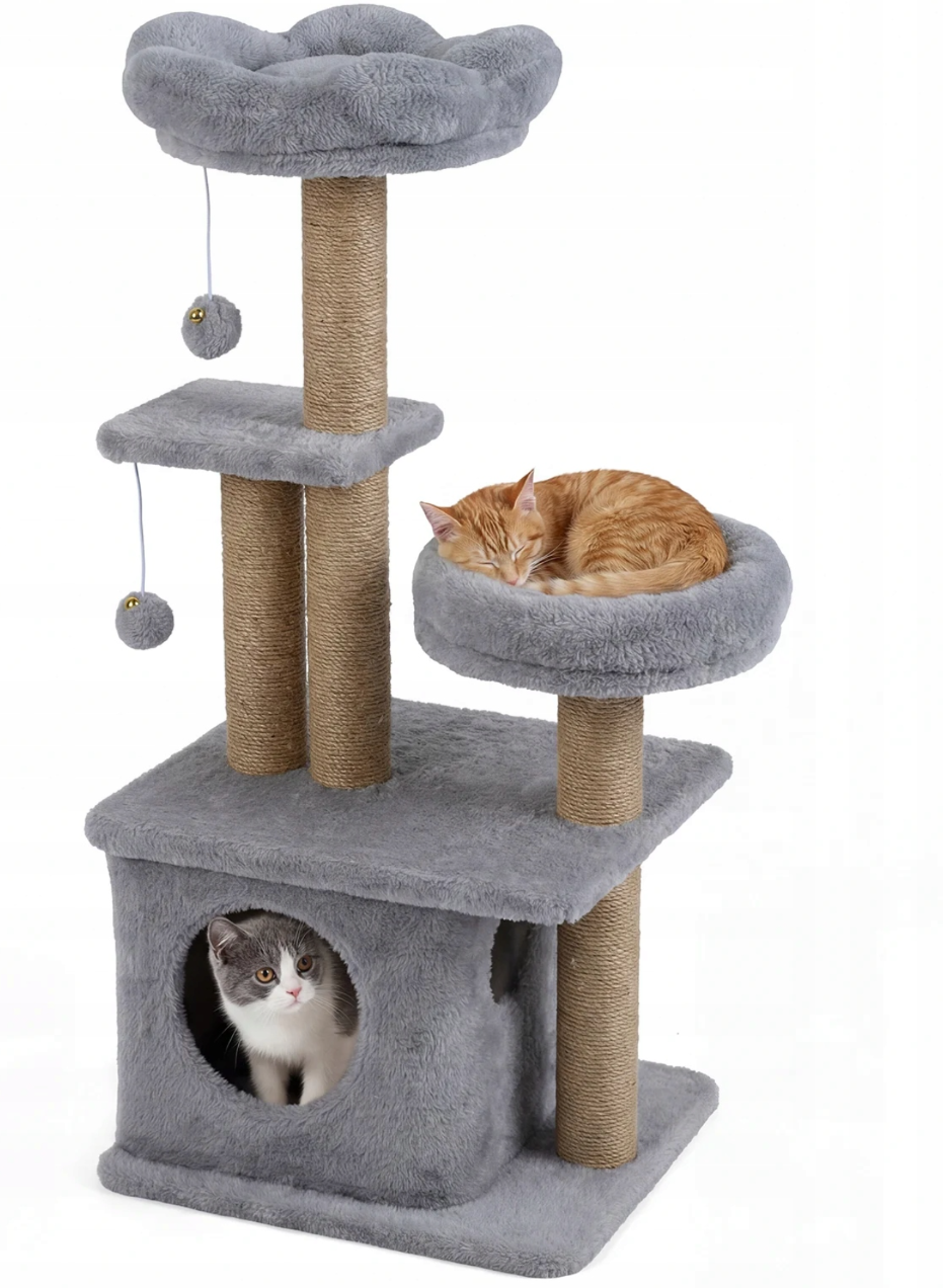 Griffoir Coast Gris - 96 cm de haut - Avec maison, chaise longue et 2 boules de jeu