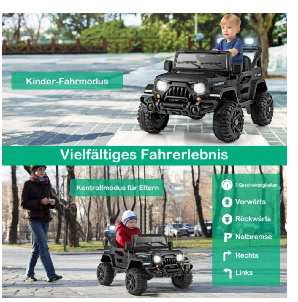 Coast Electric Child Car Black - SUV avec télécommande et lumières LED - 99 x 62 x 62 cm