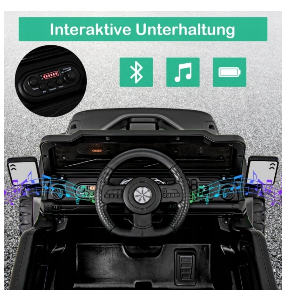 Coast Electric Child Car Black - SUV avec télécommande et lumières LED - 99 x 62 x 62 cm
