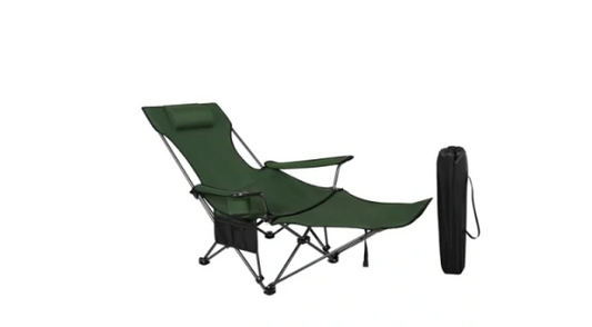 WOLTU CPS8148gn chaise de camping - chaise de pêche 2 en 1 avec repose-pieds amovible - dossier réglable - vert