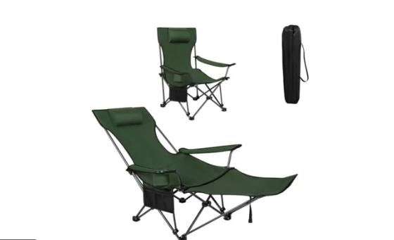 WOLTU CPS8148gn chaise de camping - chaise de pêche 2 en 1 avec repose-pieds amovible - dossier réglable - vert