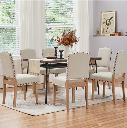 Yaheetech Chaises de salle à manger - 2Pièces - 136kg - Tapissées - Beige