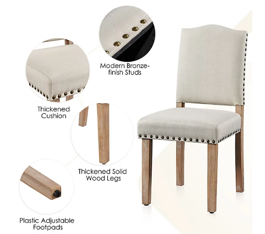 Yaheetech Chaises de salle à manger - 2Pièces - 136kg - Tapissées - Beige