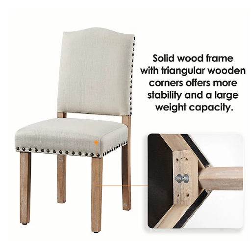 Yaheetech Chaises de salle à manger - 2Pièces - 136kg - Tapissées - Beige