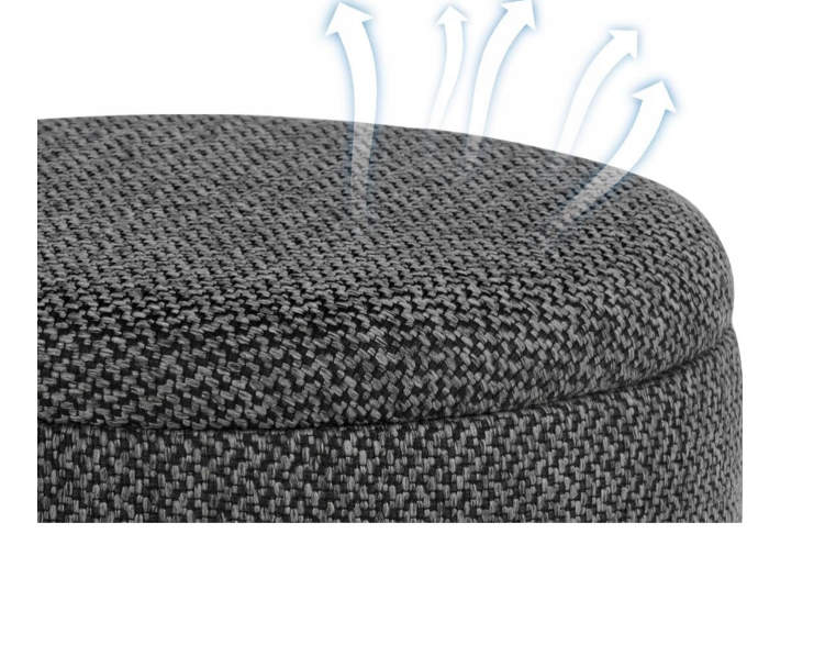 Pouf Woltu avec espace de rangement - Rond - Rembourré - En bois - 32 x 32 x 36,5 cm - Gris