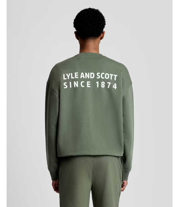 Sweat-shirt oversize Lyle & Scott - Vert cactus - XXL - 1874 à col rond