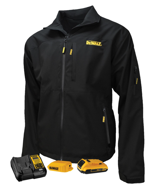 Veste chauffante DeWalt Softshell - Avec batterie, chargeur et adaptateur - Noire - Taille M