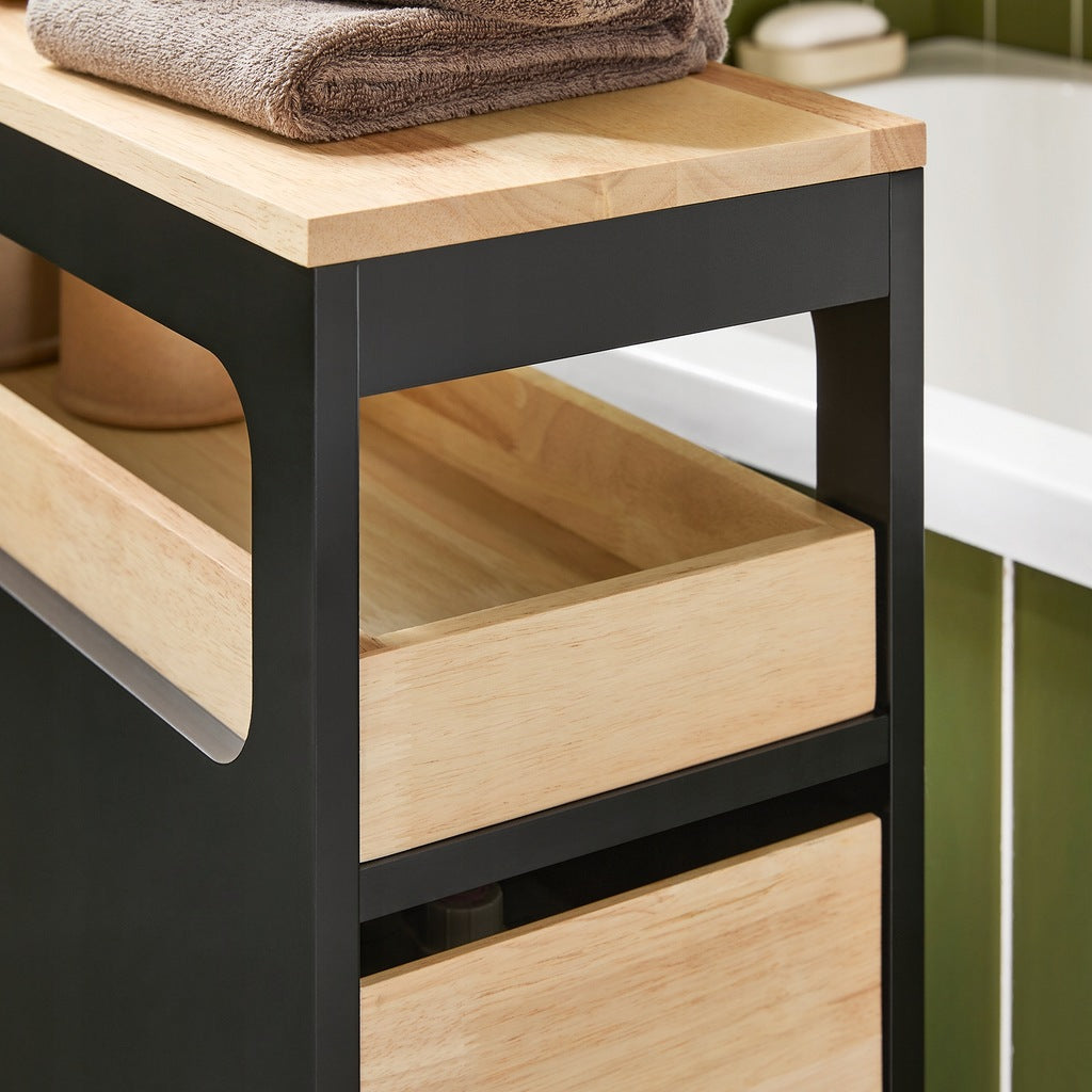 SoBuy Classeur - BZR54-SCH - MDF & Bambou - Jusqu'à 40kg - 24x82x65cm - Noir