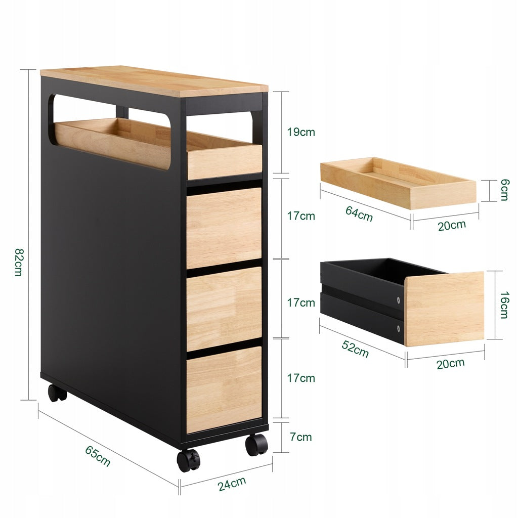 SoBuy Classeur - BZR54-SCH - MDF & Bambou - Jusqu'à 40kg - 24x82x65cm - Noir
