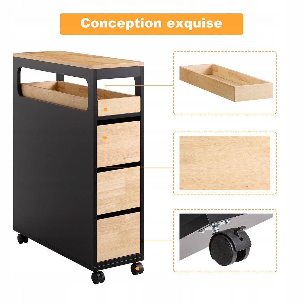 SoBuy Classeur - BZR54-SCH - MDF & Bambou - Jusqu'à 40kg - 24x82x65cm - Noir