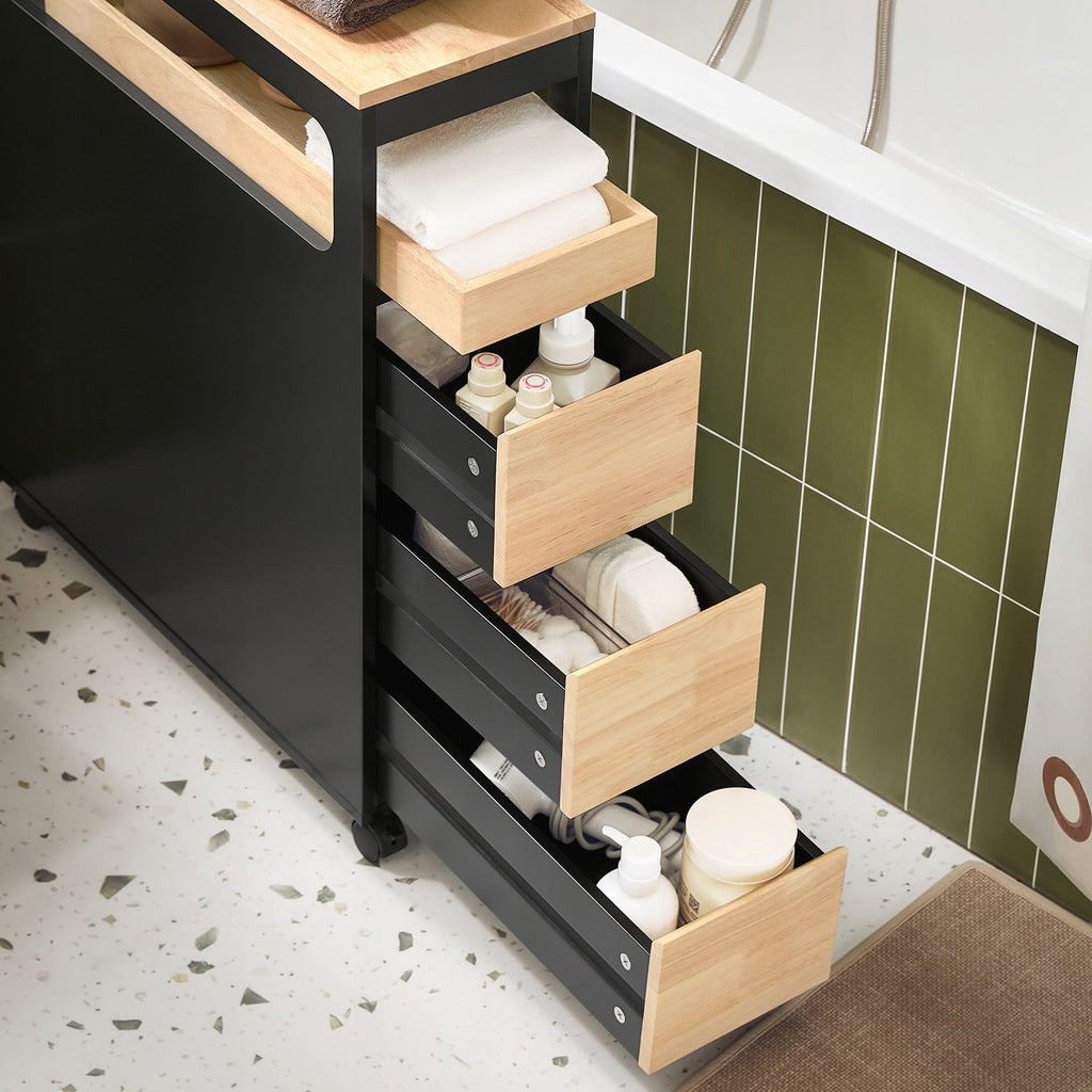 SoBuy Classeur - BZR54-SCH - MDF & Bambou - Jusqu'à 40kg - 24x82x65cm - Noir