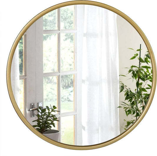 WOLTU Miroir mural rond noir - Miroir moderne avec cadre en métal - Ø40/50/60/71/81 x 2 cm