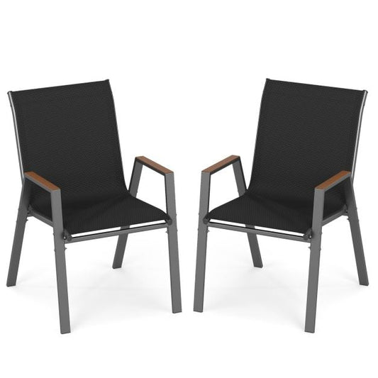 Coast Garden Chairs Set of 2 Grey - Chaises de terrasse empilables avec dossier haut - 56 x 66 x 88 cm