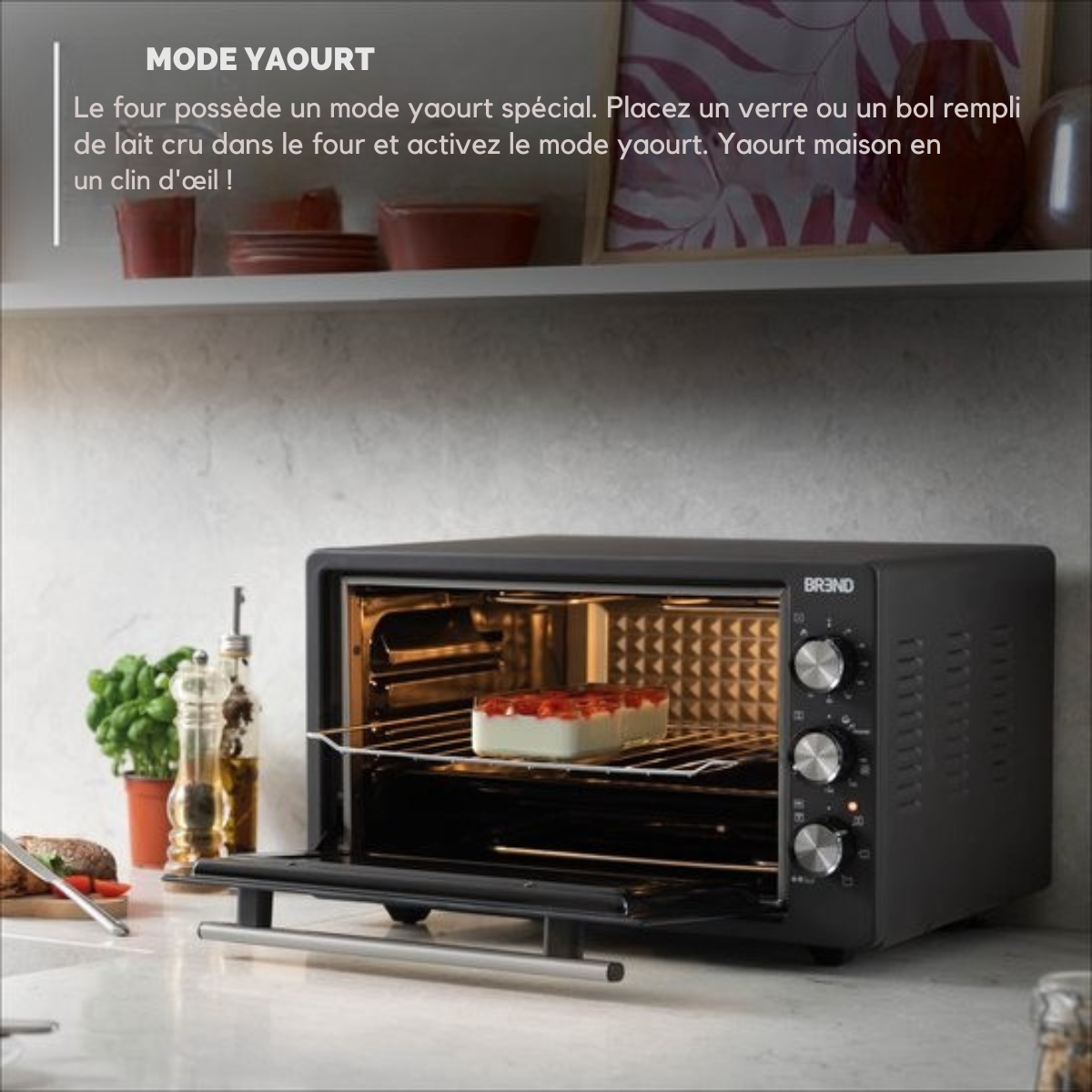 Four électrique à poser - BREND BR-2210 - 37 litres - Mini four - 1500W - avec fonction autonettoyante - 90 min. Minuterie - Accessoires inclus - jusqu'à 240 degrés - acier inoxydable