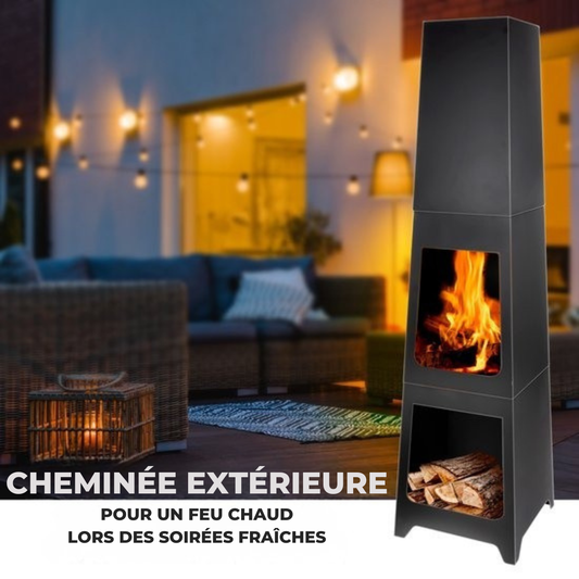 Cheminée de jardin - BBQ Collection - Poêle à bois - 36x36x150cm - Acier
