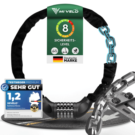 MIVELO Chaîne de vélo avec cadenas - 90 cm - Acier - Noir - Sûre et universelle